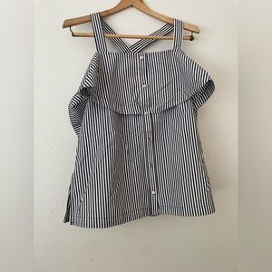 Michael Kors top off shoulder pinstripe coastal grandma